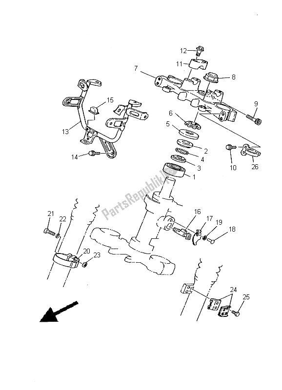 All parts for the Steering of the Yamaha DT 125R 2000