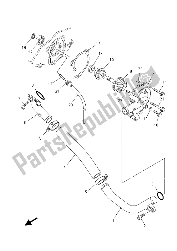 All parts for the Water Pump of the Yamaha YFM 550 Fgpled Grizzly 4X4 Yamaha Black 2013