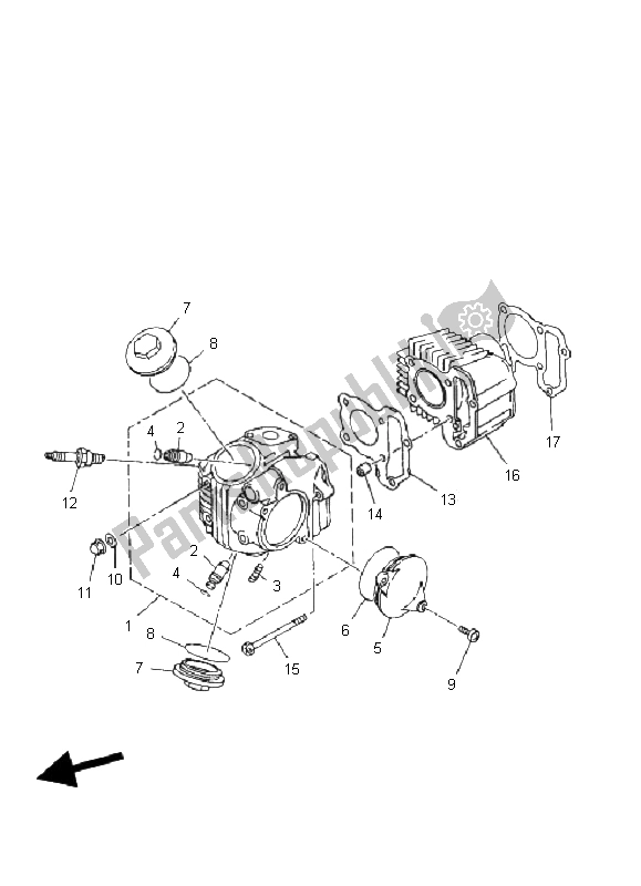 All parts for the Cylinder of the Yamaha YFM 80R 2006