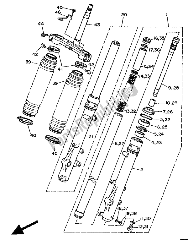 Tutte le parti per il Forcella Anteriore del Yamaha XTZ 750 Supertenere 1991