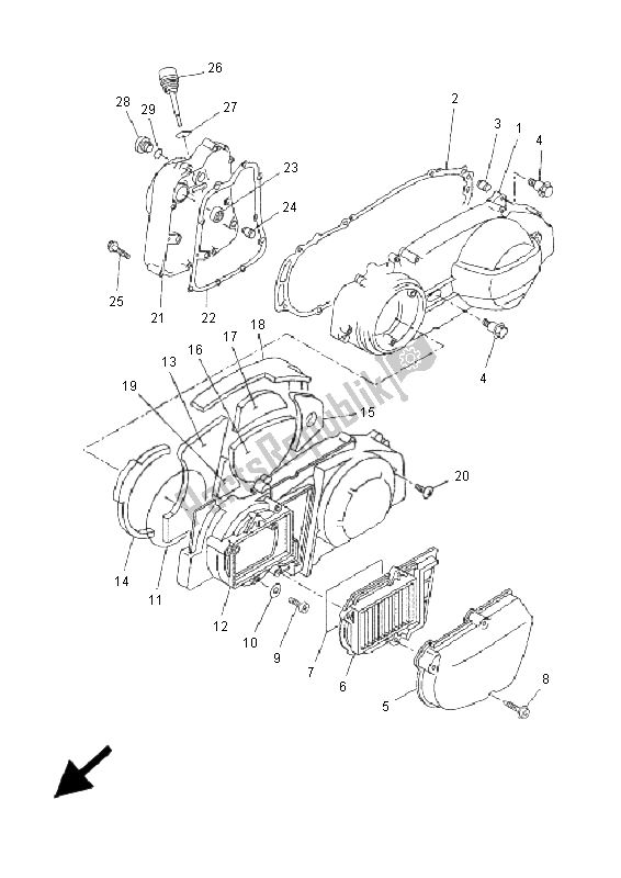 Wszystkie części do Pokrywa Skrzyni Korbowej 1 Yamaha YP 250R X MAX 2009