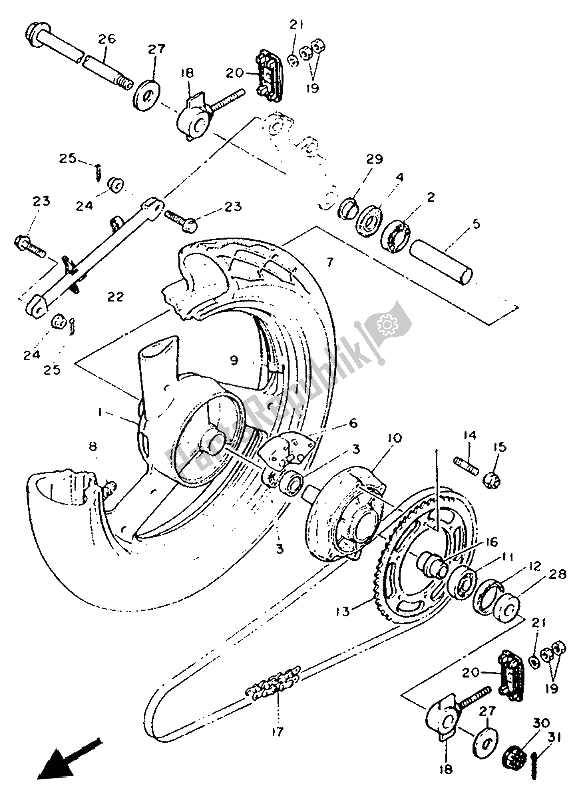 Toutes les pièces pour le Roue Arrière du Yamaha FZR 600 Genesis 1992