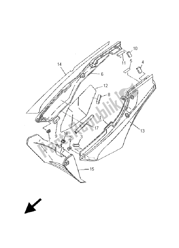 Toutes les pièces pour le Couvercle Latéral du Yamaha TDR 125 2001