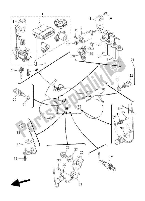 Tutte le parti per il Elettrico 1 del Yamaha FJR 1300 2004