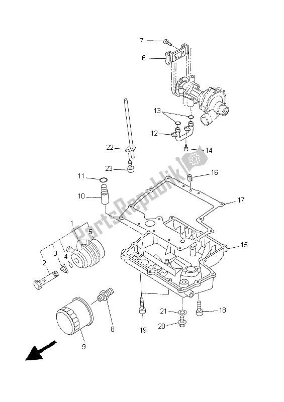 All parts for the Oil Cleaner of the Yamaha YZF R1 1000 1999