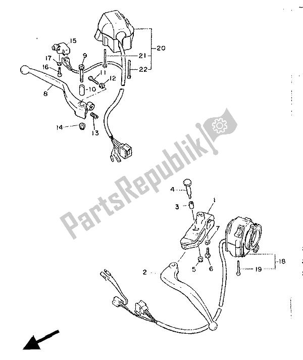 Toutes les pièces pour le Interrupteur Et Levier De Poignée du Yamaha SRX 600 1986