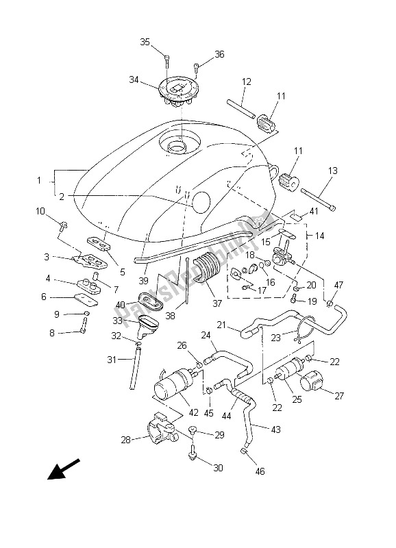 Tutte le parti per il Serbatoio Di Carburante del Yamaha FZS 600 Fazer 2003