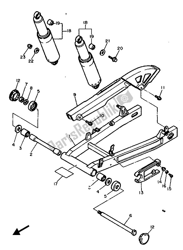 Toutes les pièces pour le Bras Arrière Et Suspension du Yamaha FZX 750 1987