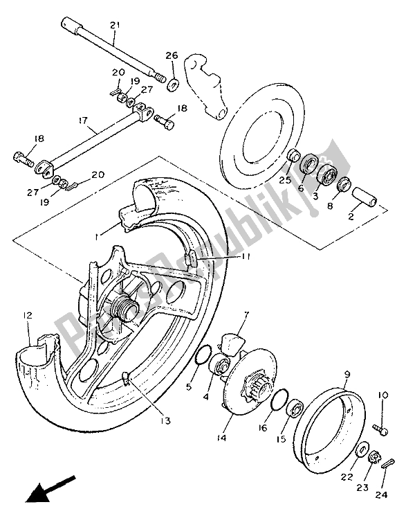 All parts for the Rear Wheel of the Yamaha XJ 900 1986