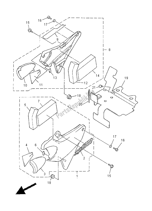 Tutte le parti per il Coperchio Laterale del Yamaha XJR 1300 SP 2000