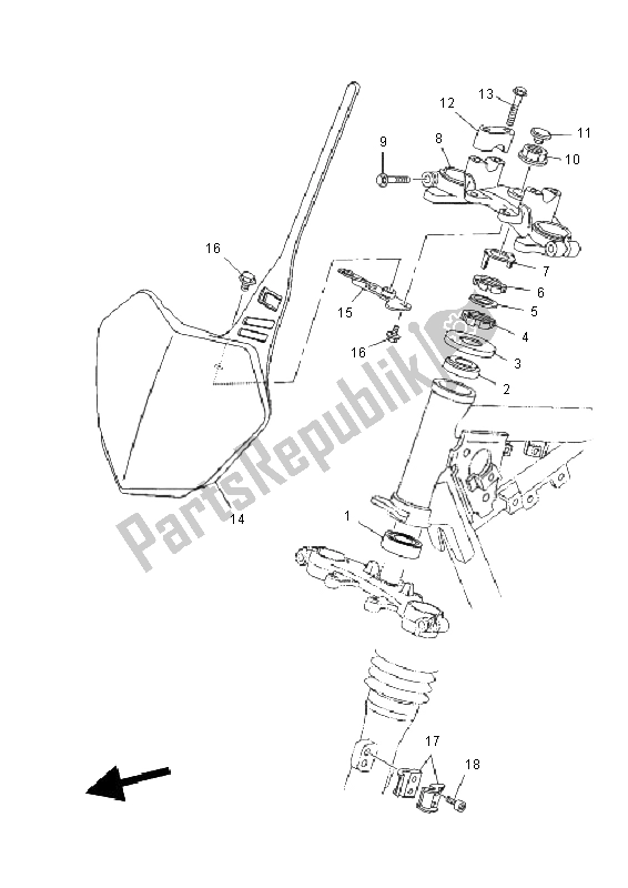 Tutte le parti per il Timone del Yamaha TT R 125 SW LW 2011