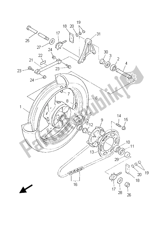 Todas las partes para Rueda Trasera de Yamaha FZS 600 Fazer 2003