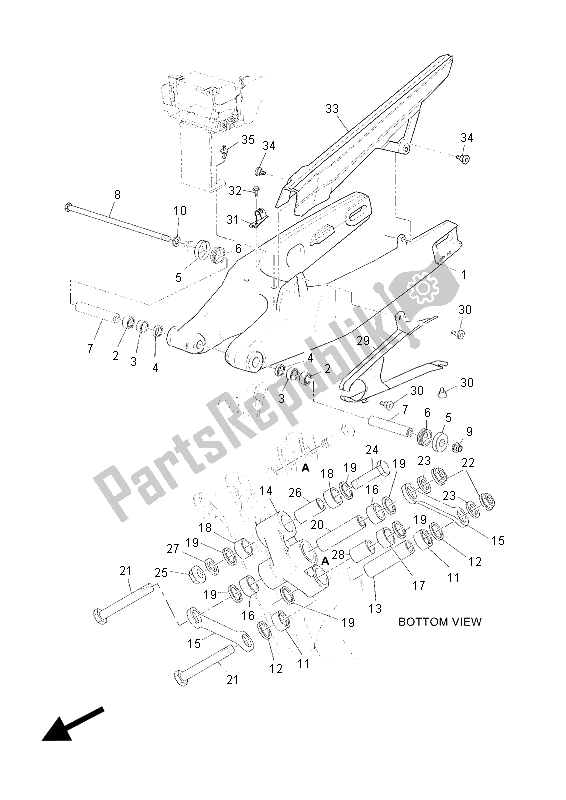 Alle onderdelen voor de Achterste Arm van de Yamaha XT 660 ZA Tenere 2015