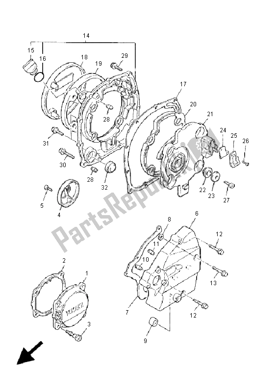 All parts for the Crankcase Cover 1 of the Yamaha XJR 1300 2001