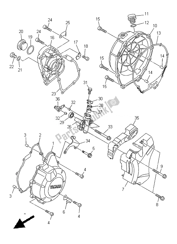 All parts for the Crankcase Cover 1 of the Yamaha XJ 6N 600 2014