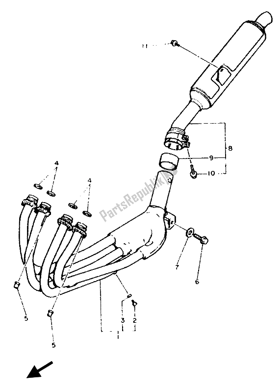 Toutes les pièces pour le échappement du Yamaha FZR 600 Genesis 1993