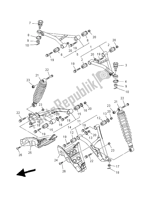 All parts for the Front Suspension Wheel of the Yamaha YFM 700 Fwad Grizzly 4X4 2014