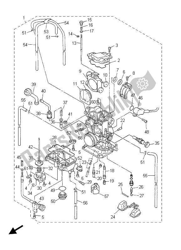 Tutte le parti per il Carburatore del Yamaha YZ 450F 2003