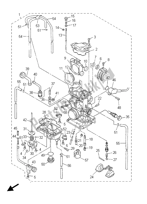 All parts for the Carburetor of the Yamaha YZ 450F 2003