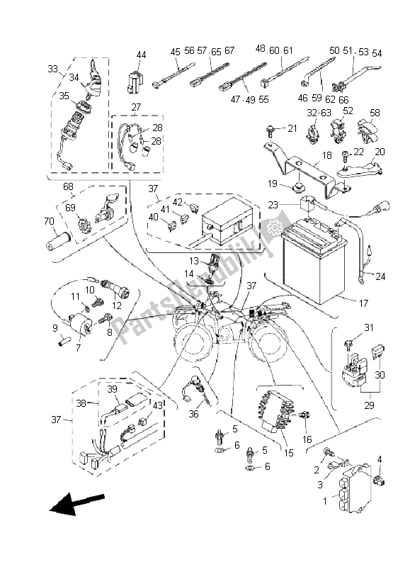 All parts for the Electrical 1 of the Yamaha YFM 350 FA Bruin 2X4 2004