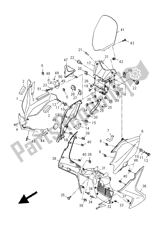 All parts for the Windshield of the Yamaha YP 400R 2015