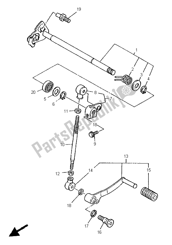 All parts for the Shift Shaft of the Yamaha TDM 850 1999