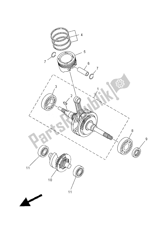 Toutes les pièces pour le Vilebrequin Et Piston du Yamaha YFM 300F Grizzly 2X4 2013