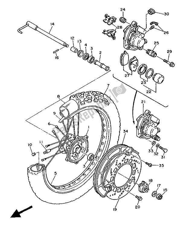 Todas las partes para Rueda Delantera de Yamaha XT 600Z Tenere 1986