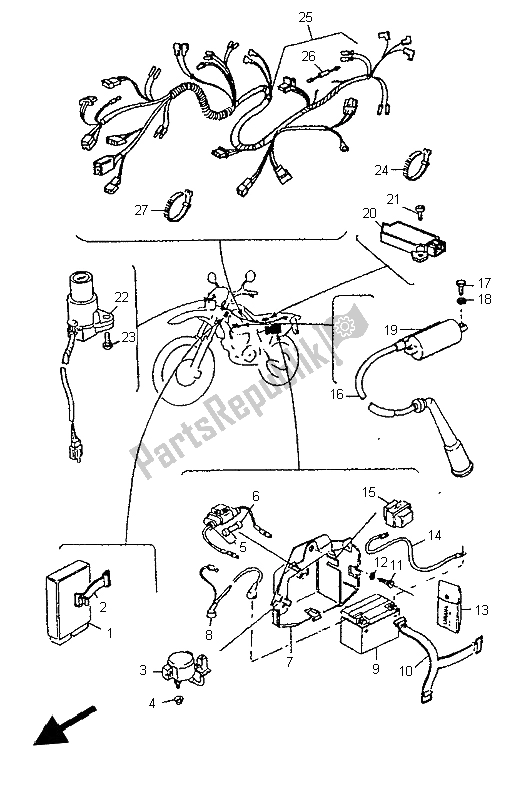 Wszystkie części do Elektryczny 1 Yamaha TT 600E 1997