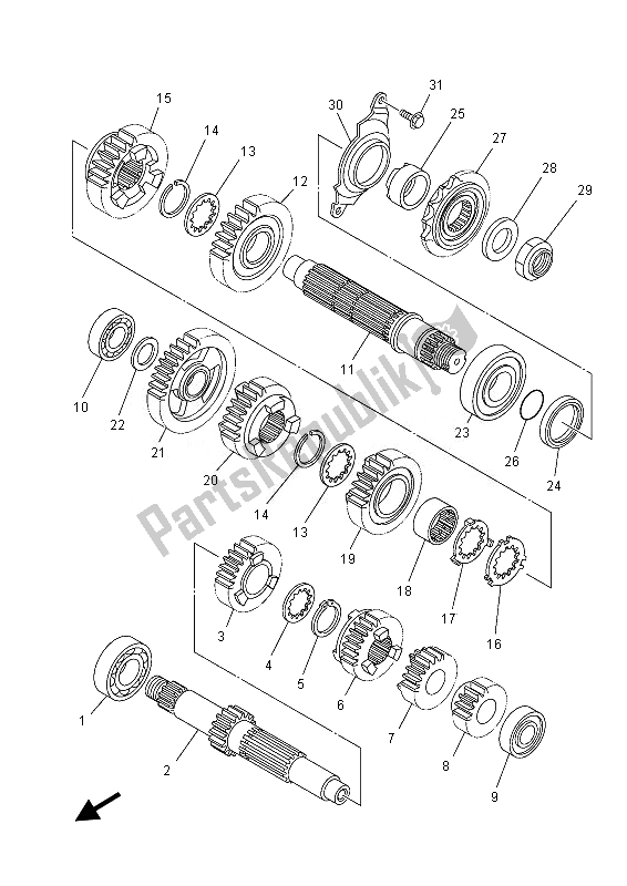 All parts for the Transmission of the Yamaha YFZ 450 Rsed 2013