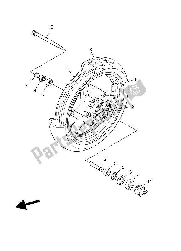 Alle onderdelen voor de Voorwiel van de Yamaha XJ 900S Diversion 2002