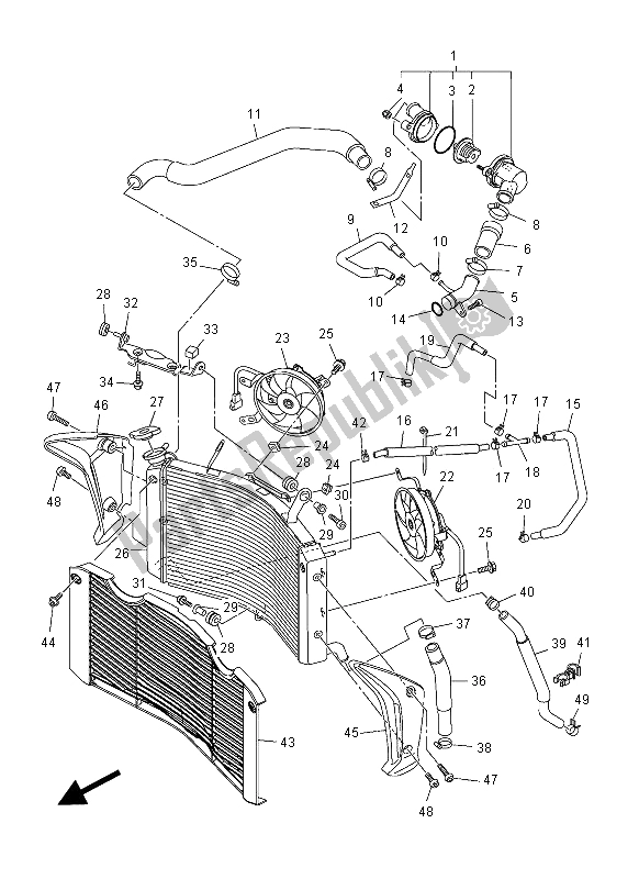 All parts for the Radiator & Hose of the Yamaha FZ1 S 1000 2012