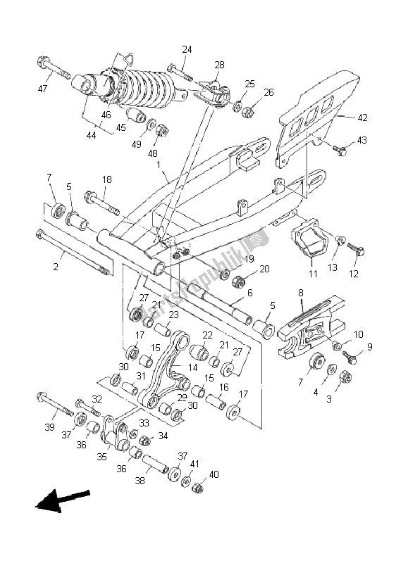 Tutte le parti per il Braccio Posteriore E Sospensione del Yamaha TT R 125 SW LW 2011