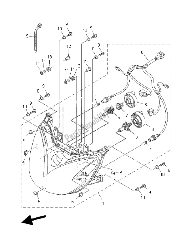 Tutte le parti per il Faro del Yamaha YP 400A Majesty 2010