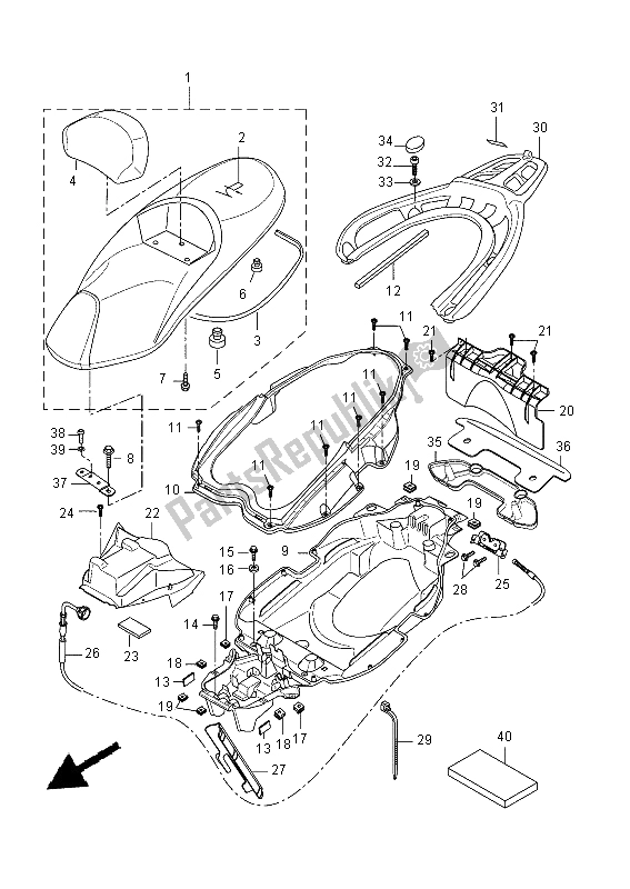 Alle onderdelen voor de Stoel van de Yamaha VP 250 2015