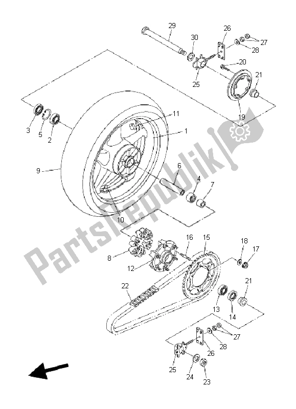 Tutte le parti per il Ruota Posteriore del Yamaha FZ6 SA Fazer 600 2006