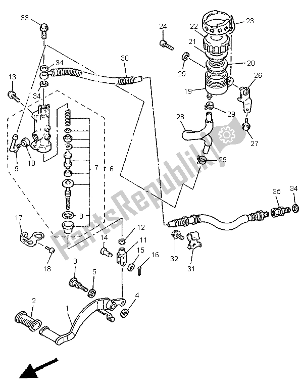 Todas las partes para Cilindro Maestro Trasero de Yamaha FZR 600R 1995