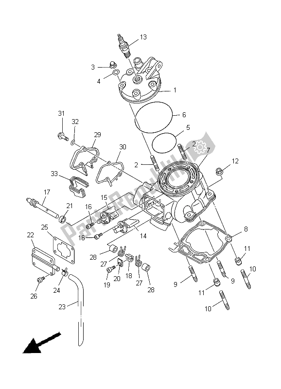 All parts for the Cylinder Head of the Yamaha YZ 125 2012