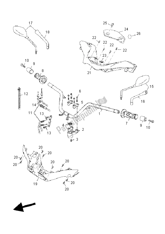 All parts for the Steering Handel & Cable of the Yamaha YP 125R X MAX 2011