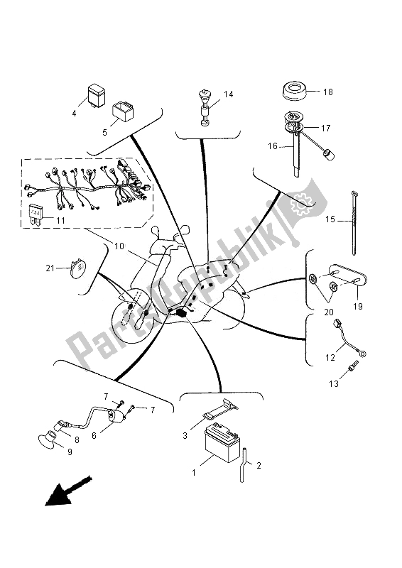 Todas as partes de Elétrica 2 do Yamaha YN 50 EM 2013
