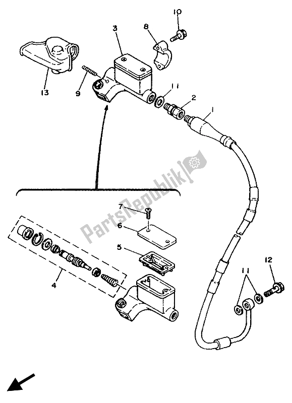 Tutte le parti per il Pompa Freno Anteriore del Yamaha YZ 125 LC 1990