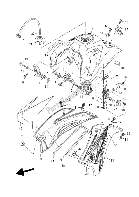 Toutes les pièces pour le Réservoir D'essence du Yamaha TT R 125 SW LW 2010