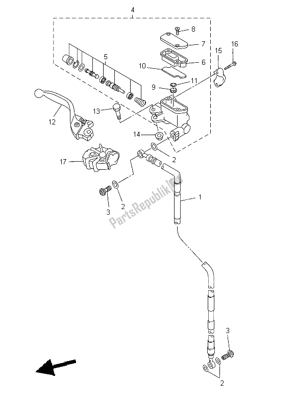 Tutte le parti per il Pompa Freno Anteriore del Yamaha YZ 250F 2009