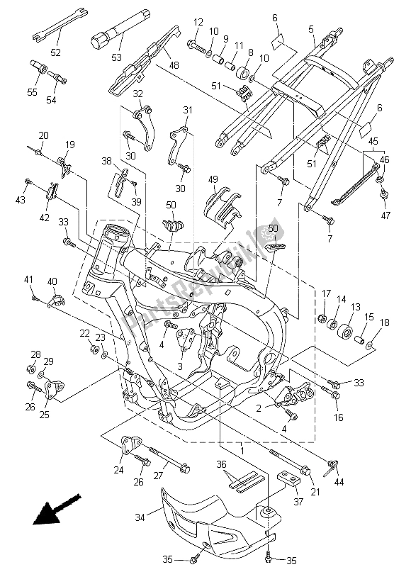 All parts for the Frame of the Yamaha WR 250F 2015