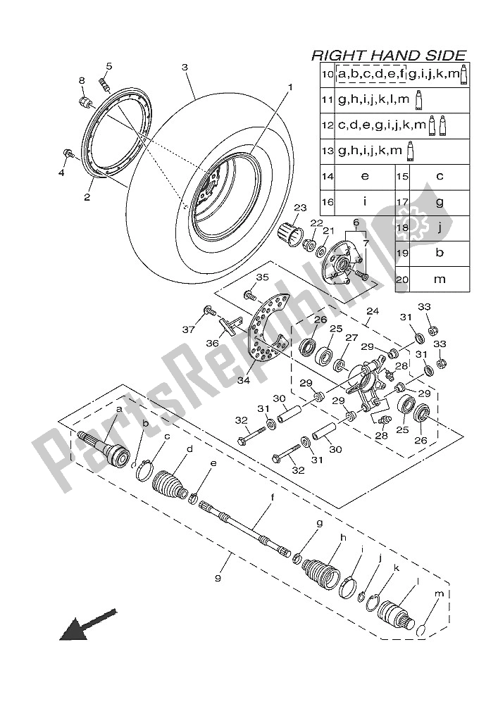 All parts for the Rear Wheel 2 of the Yamaha YXE 700 ES 2016