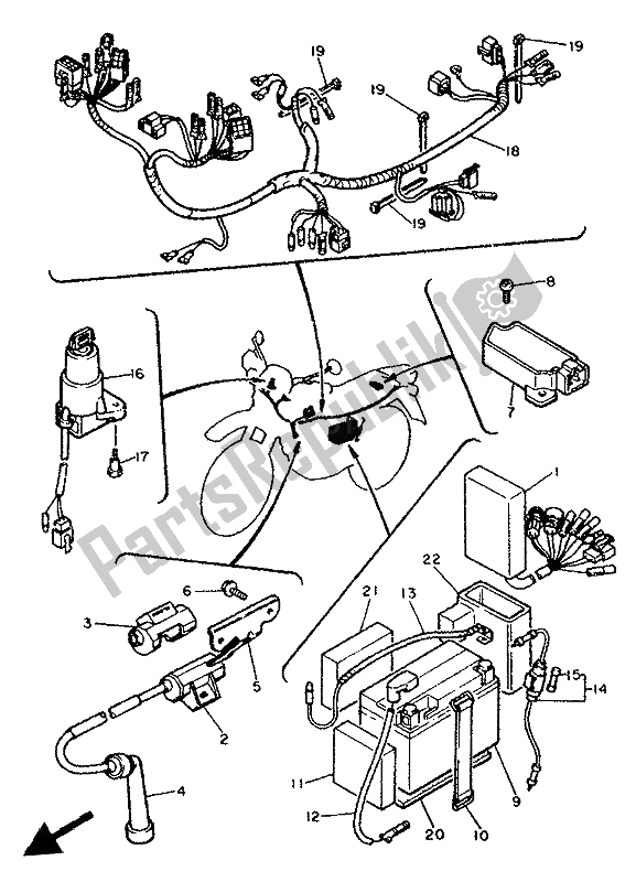 All parts for the Electrical 1 of the Yamaha XT 600K 1992