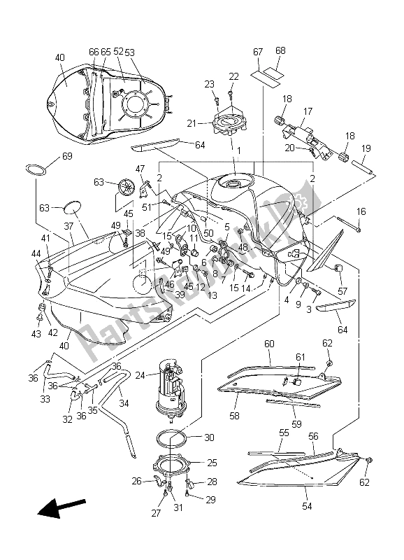 Tutte le parti per il Serbatoio Di Carburante del Yamaha YZF R1 1000 2006