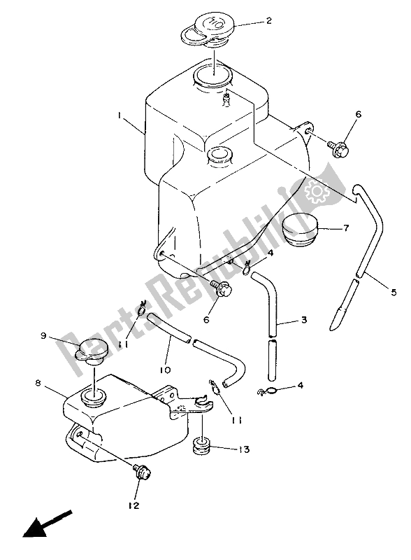 All parts for the Oil Tank of the Yamaha RD 350 LCF 1986