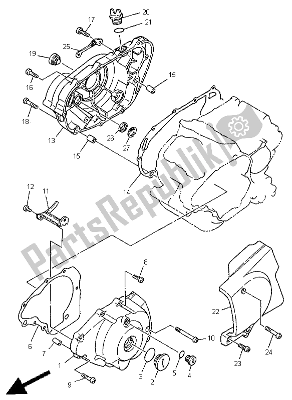 Toutes les pièces pour le Couvercle De Carter 1 du Yamaha XV 125 Virago 1998