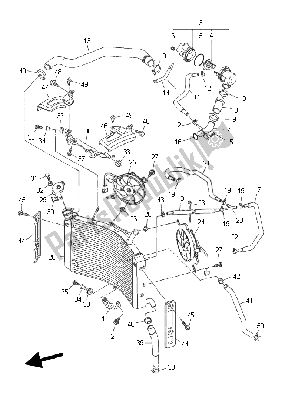 Alle onderdelen voor de Radiator Slang van de Yamaha FZ8 NA 800 2011